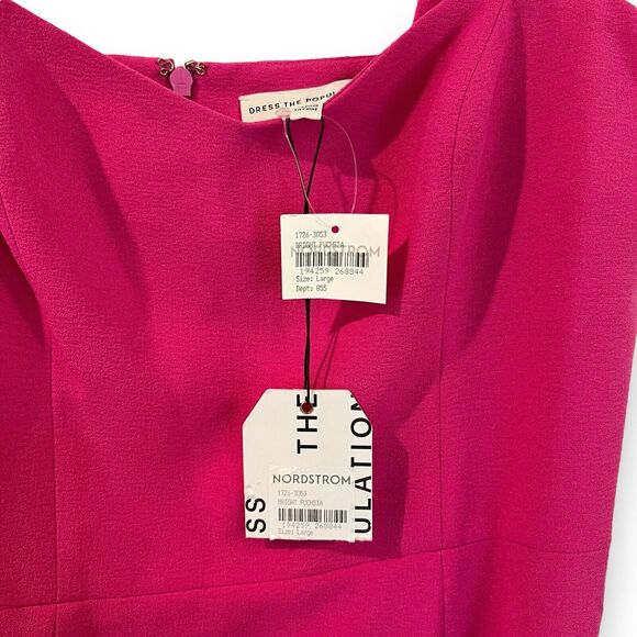 NWT Dress The Population Nicole Sheath Cocktail Midi Dress Size L Bright Fuchsia - Picture 5 of 10
